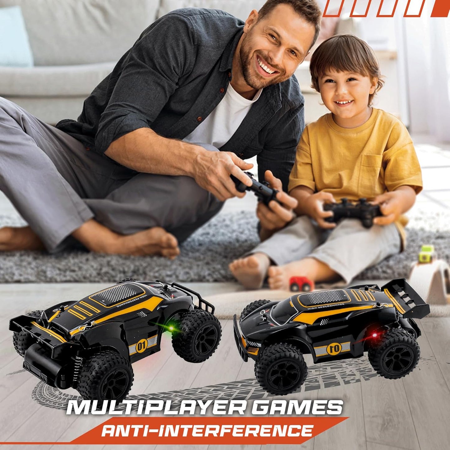 Turbo Racers Off-Road RC Car 1:20 - Black & Yellow– 20km/h High-Speed with LED & Rechargeable Batteries