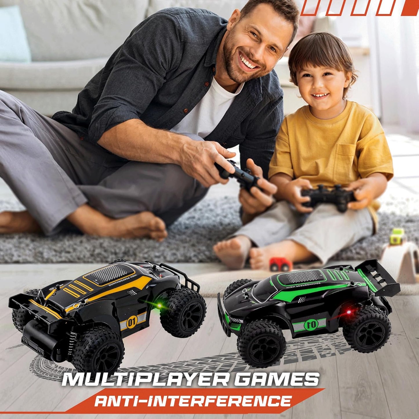 Turbo Racers Off-Road RC Car 1:20 - Black & Green – 20km/h High-Speed with LED & Rechargeable Batteries