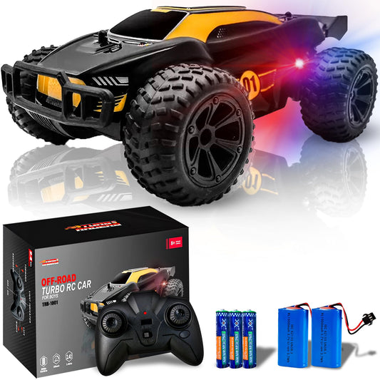 Turbo Racers Off-Road RC Car 1:20 - Black & Yellow– 20km/h High-Speed with LED & Rechargeable Batteries